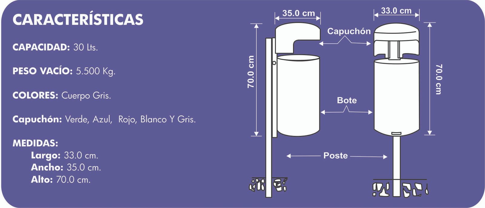 PAPELERA PARA BASURA CR-30