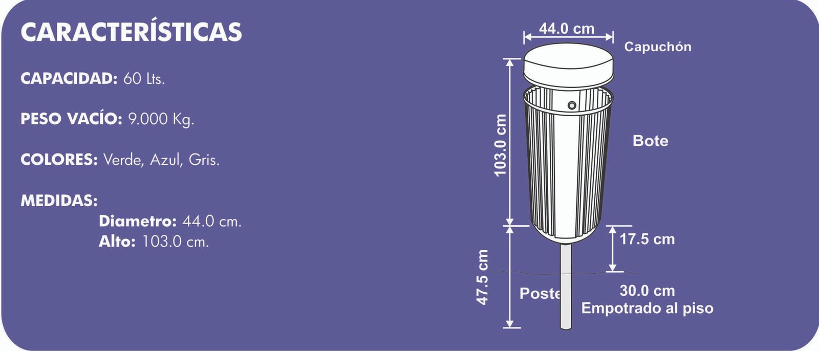 PAPELERA PARA BASURA CR-60