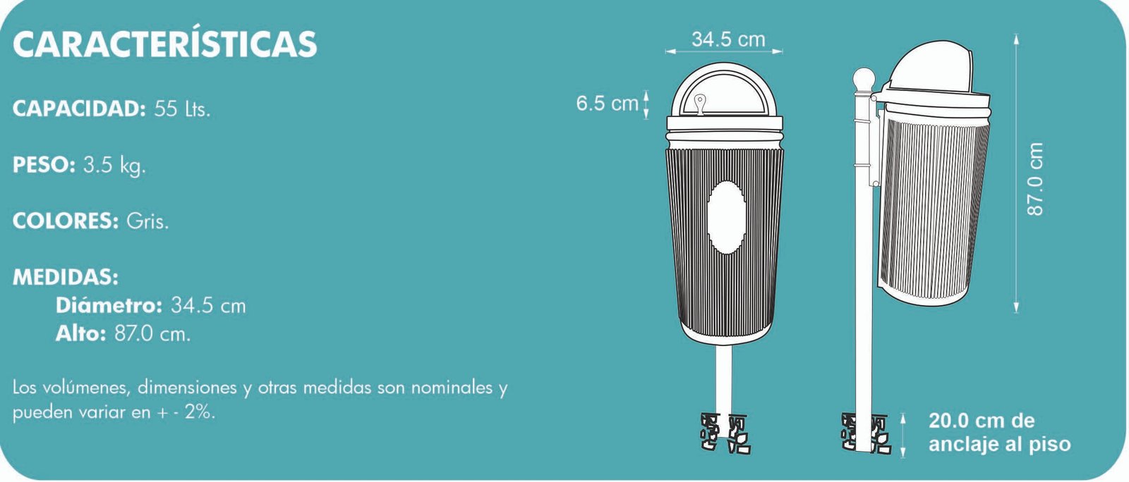 PAPELERA PARA BASURA URBIS 55